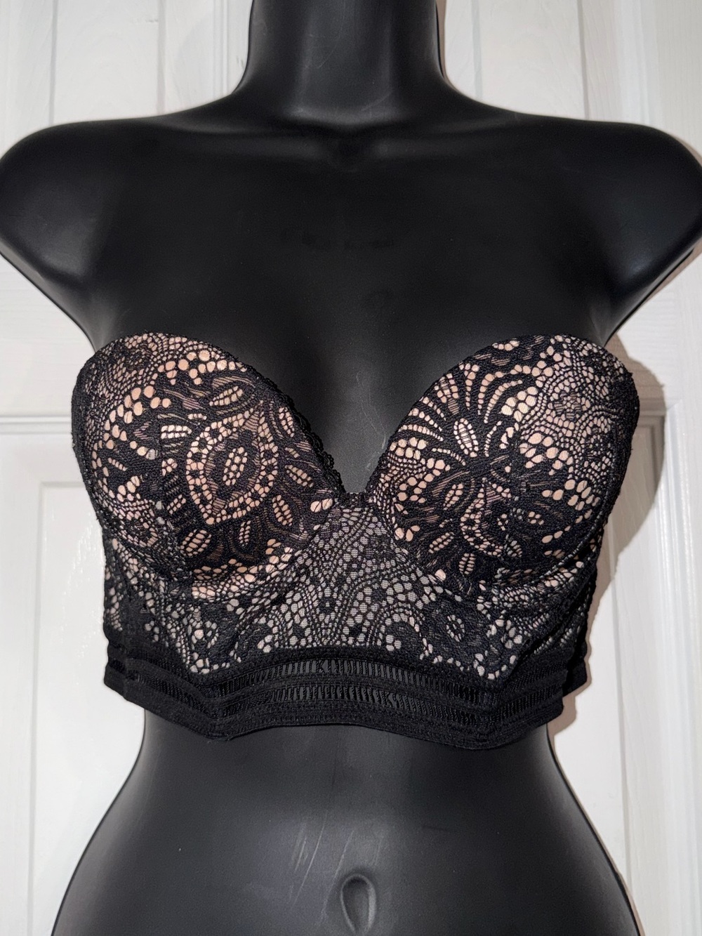 Victoria's Secret Black Lace Longline Bra corset